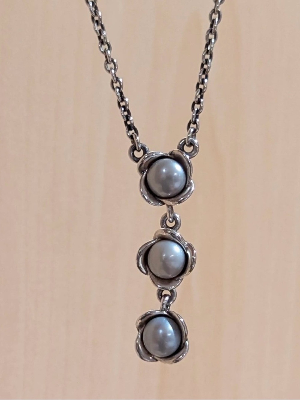 Silver-Tone Pearl Set- Gray Pearls